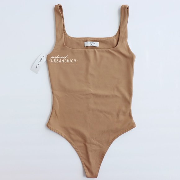 NWT ARITZIA Babaton Contour Squareneck Tank Bodysuit Dark Sand Brown size XS - Picture 5 of 13